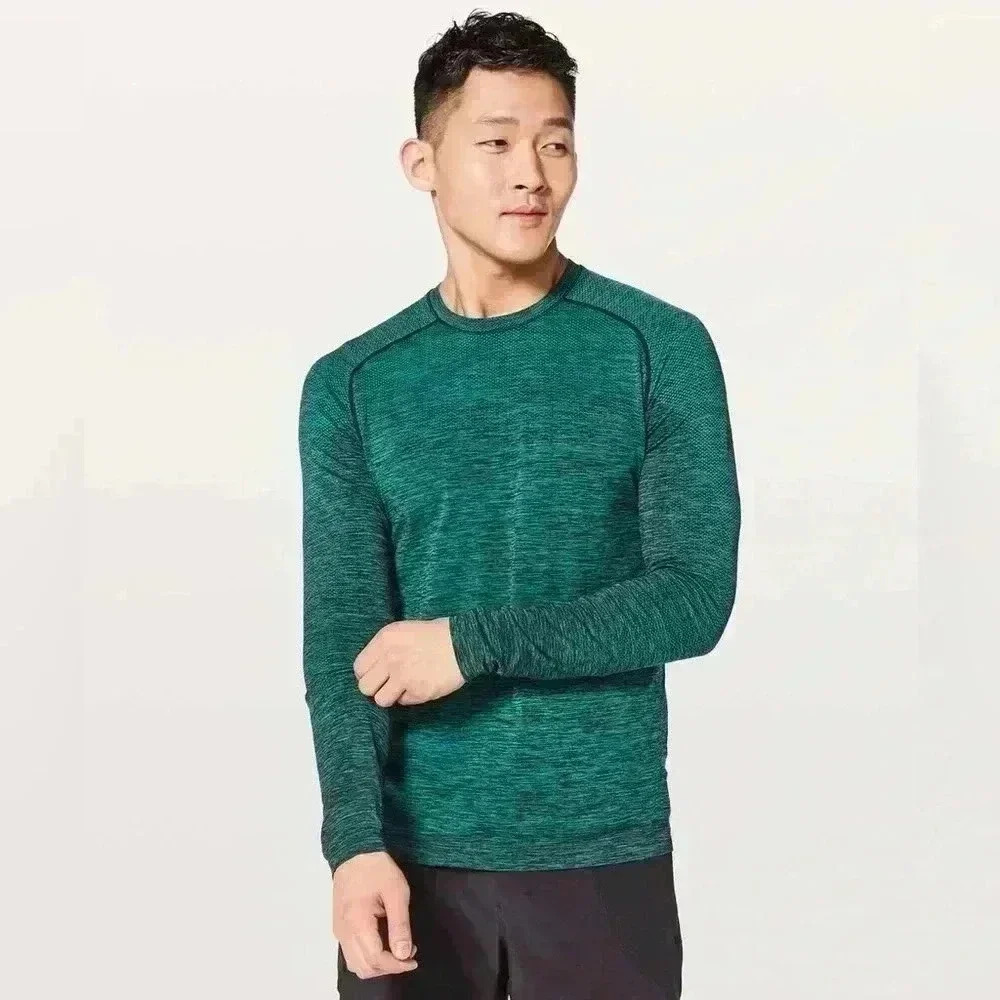Lululemon Men’s Long Sleeve Running Shirt - Green Space Dye - Pit to Pit 19”